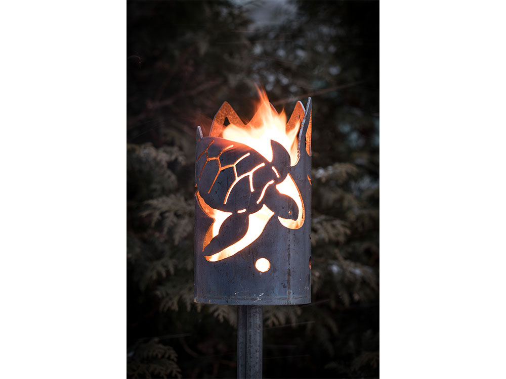 Gartenfackel groß Schildkröte - inkl. Fackelstiel 118 cm angespitzt und 1 x Brennmaterial