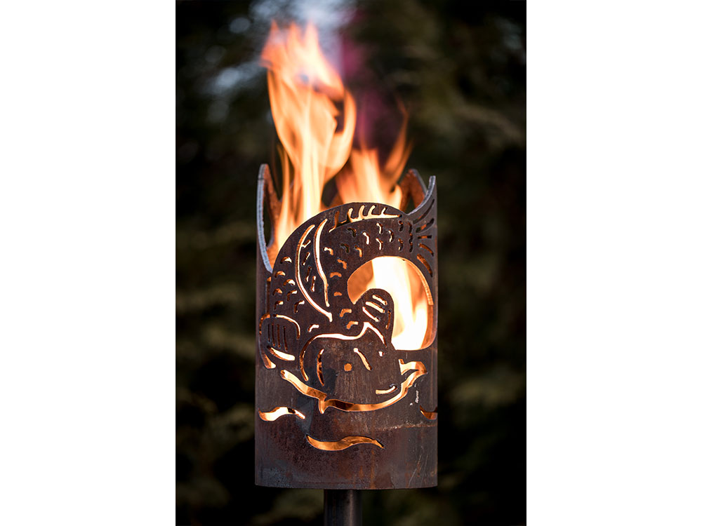 Gartenfackel groß Koi - inkl. Schmuck-Fackelstiel 145 cm Grobdrall angespitzt und 1 x Brennmaterial