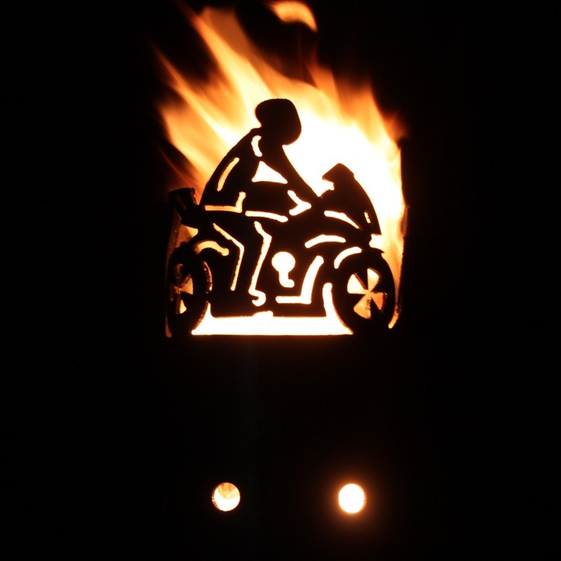 Gartenfackel groß Motorrad- inkl. Schmuck-Fackelstiel 145 cm Grobdrall angespitzt und 1 x Brennmaterial