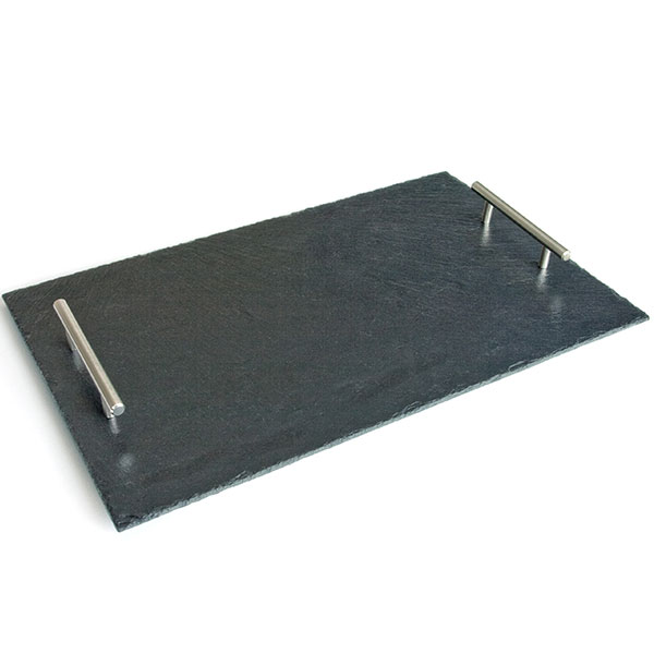 Primero Schiefertablett mit Metallgriffen, versiegelt, ca. 50x30cm Primero Schiefertablett mit Metallgriffen, versiegelt, ca. 50x30cm